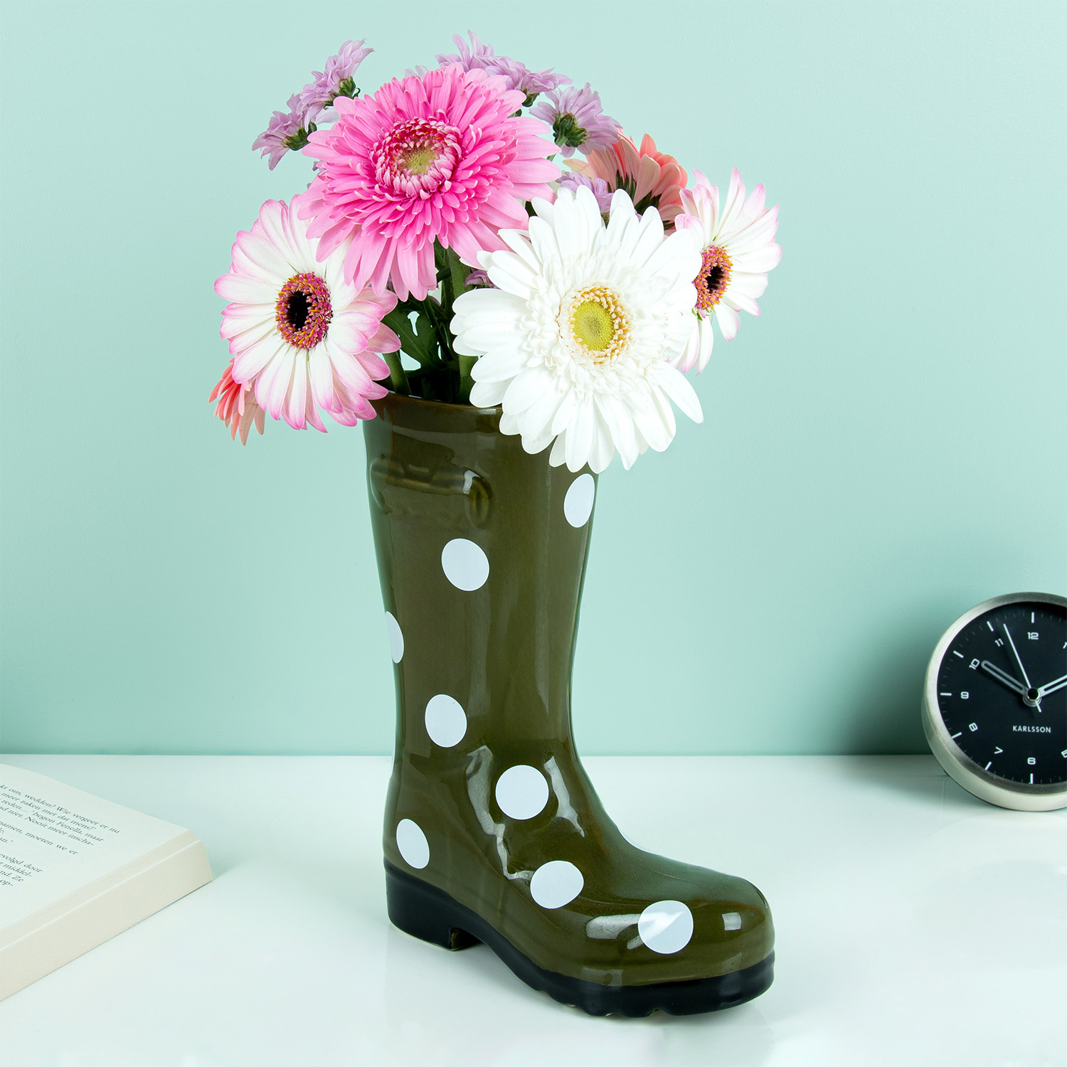668164-381147-Bitten-Wellington-Boot-Vase-Dotty-Green-1